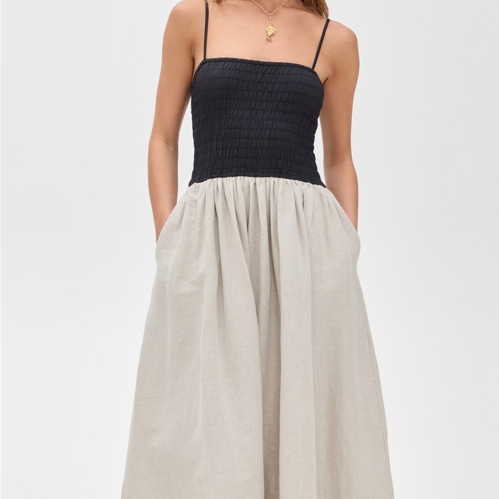 Ciao Lucia Black and Beige Midi Dress